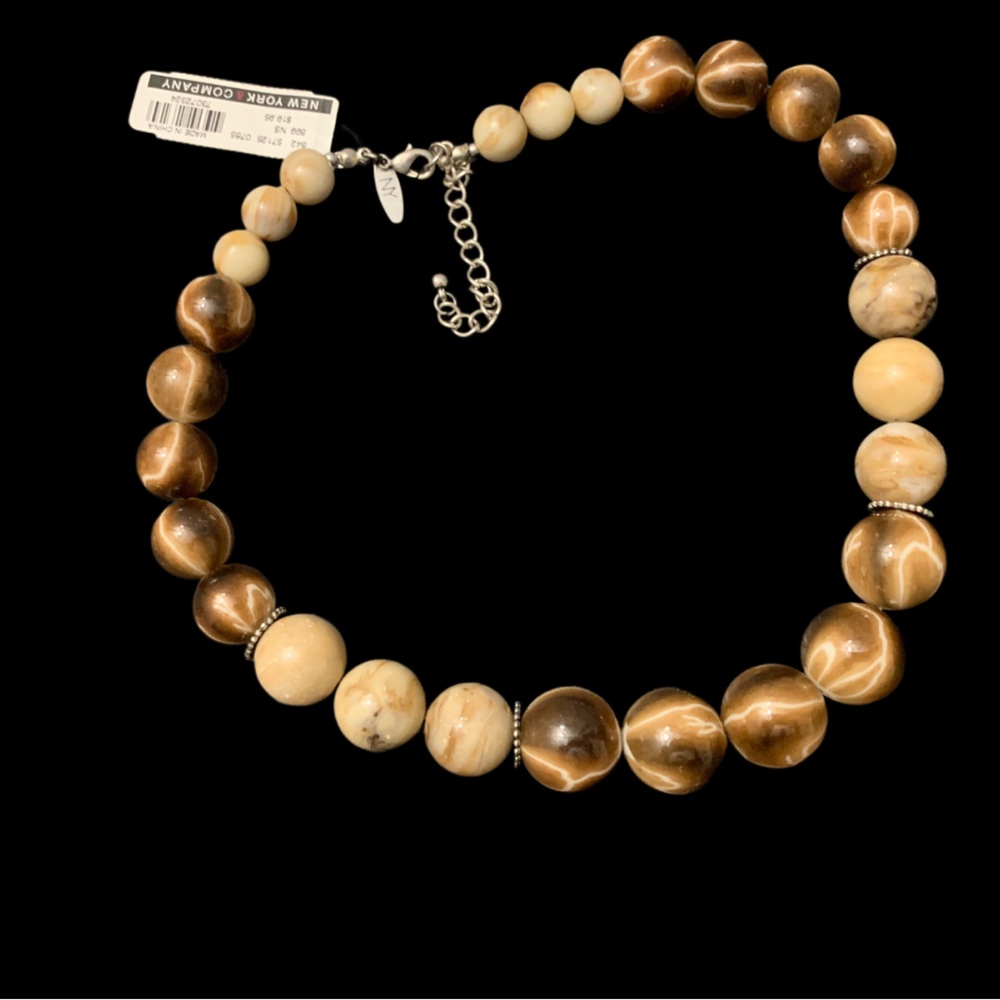 Brown and Cream Beaded Necklace